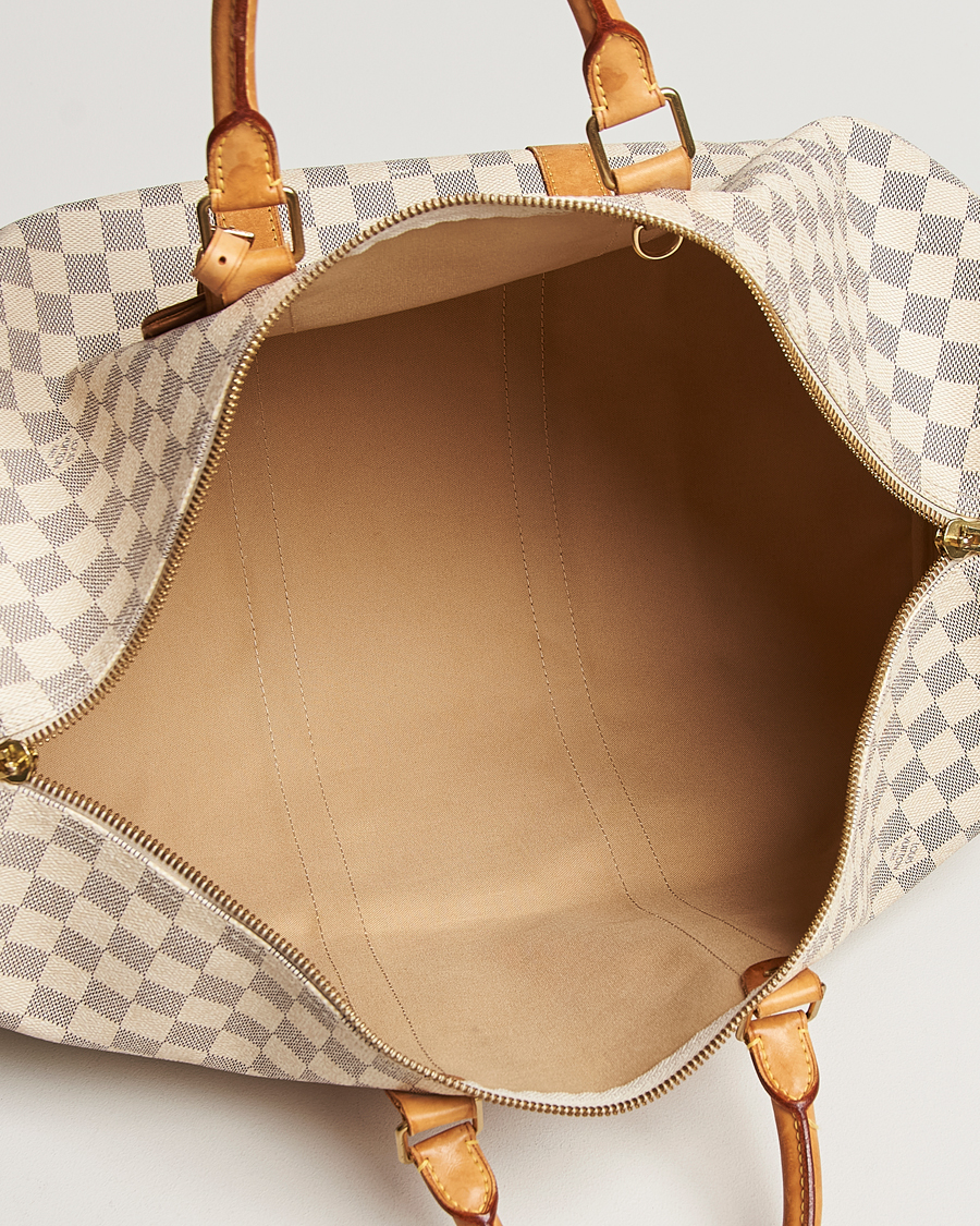 White Louis Vuitton Damier Azur Keepall 50 Travel Bag – Designer Revival