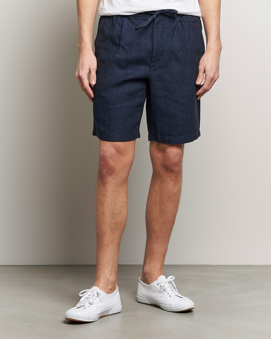 Herre | Hørshorts | KnowledgeCotton Apparel | Loose Linen Shorts Total Eclipse