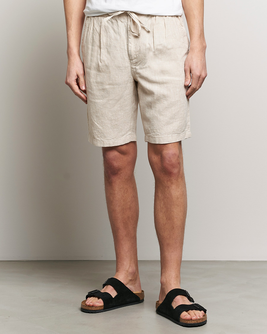 Herre | Hørshorts | KnowledgeCotton Apparel | Loose Linen Shorts Light Feather Gray