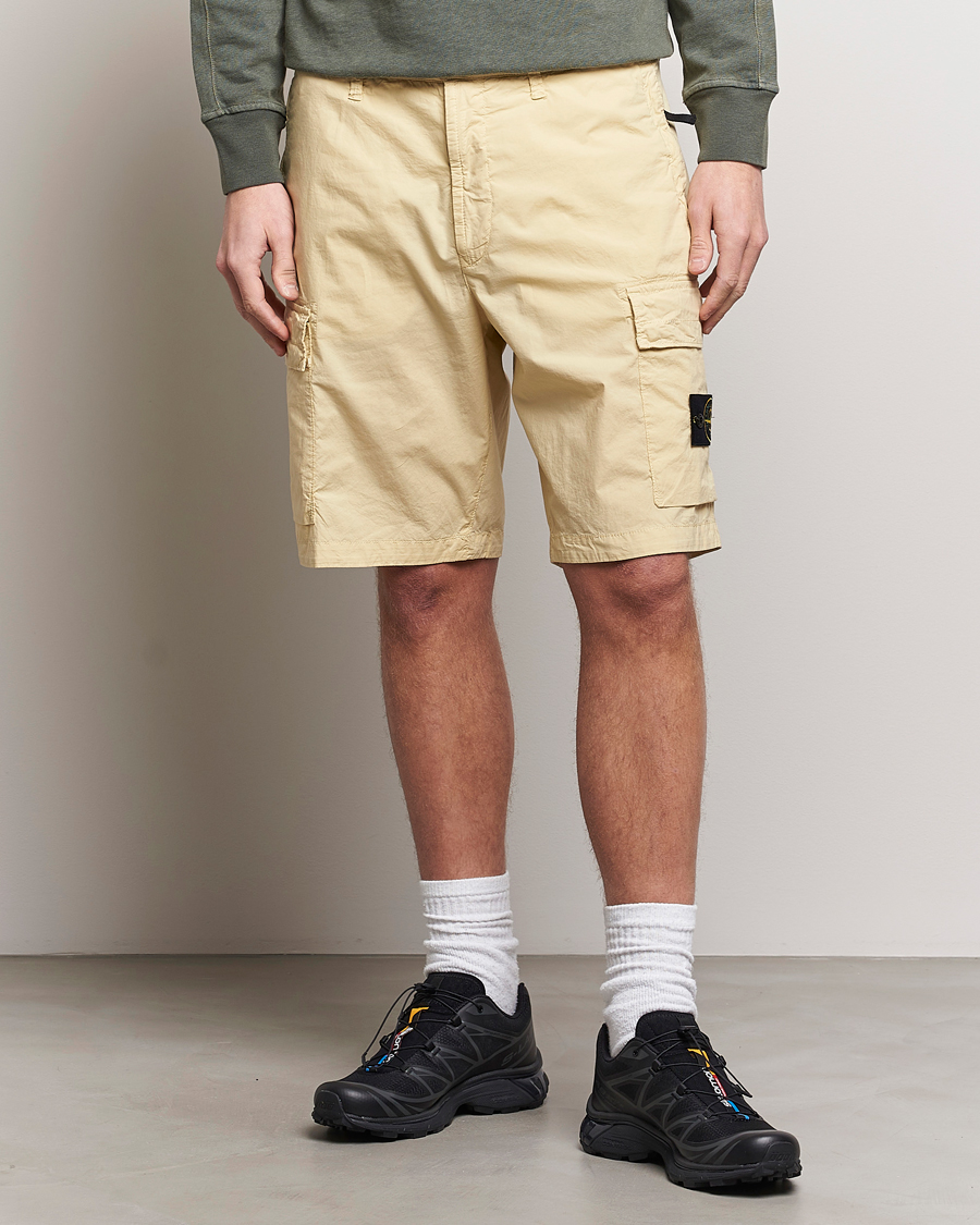 Herre |  | Stone Island | Stretch Cotton Tela Regular Fit Cargo Shorts Beige