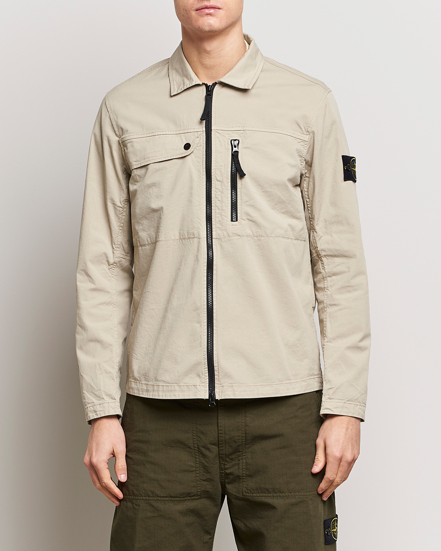 Herre | An overshirt occasion | Stone Island | Cotton Twill Stretch Zip Overshirt Sand