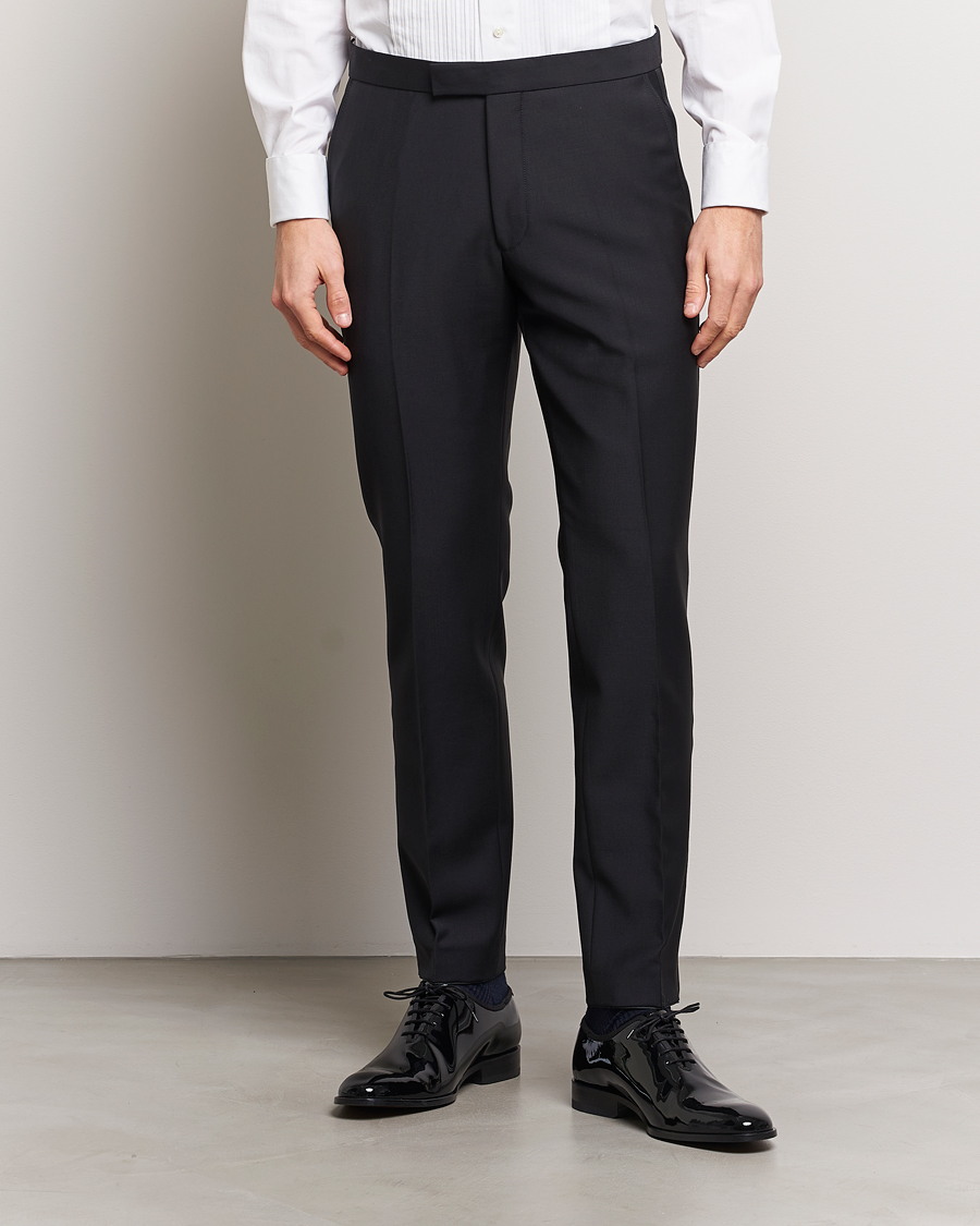 Herre | Smokingbukser | Oscar Jacobson | Denz Wool Tuxedo Trousers Black