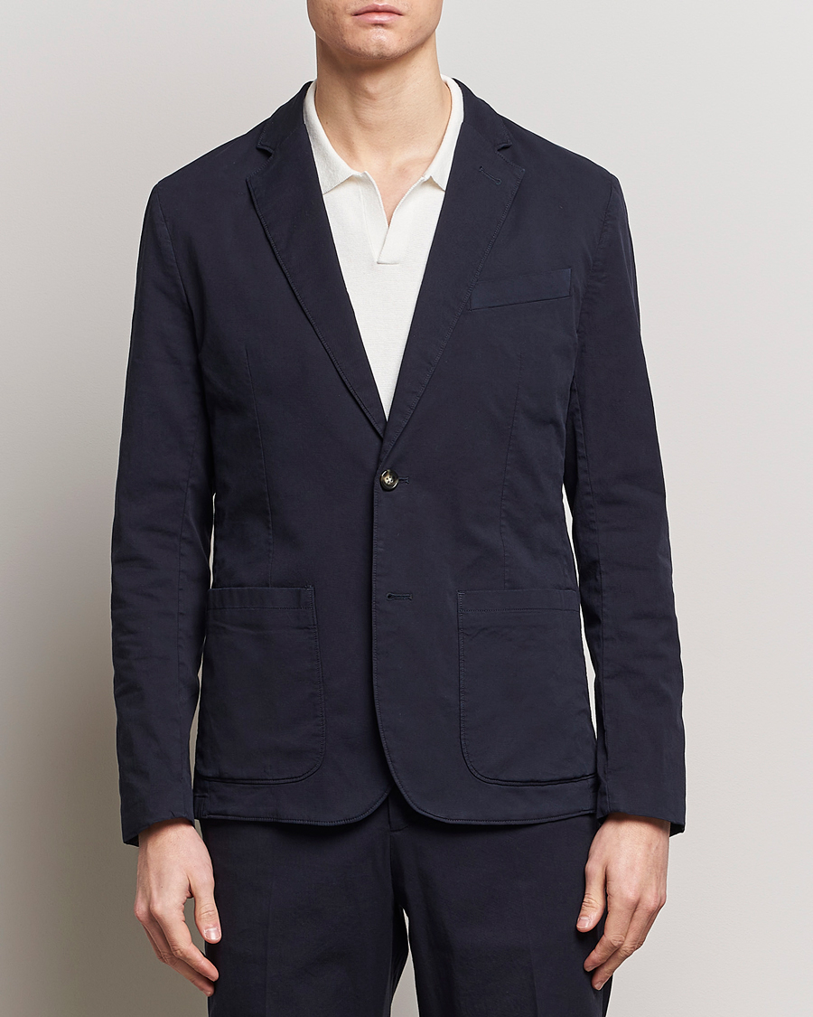 Herre | Bomuldsblazer | J.Lindeberg | Elton Garment Dyed Cotton Blazer Navy