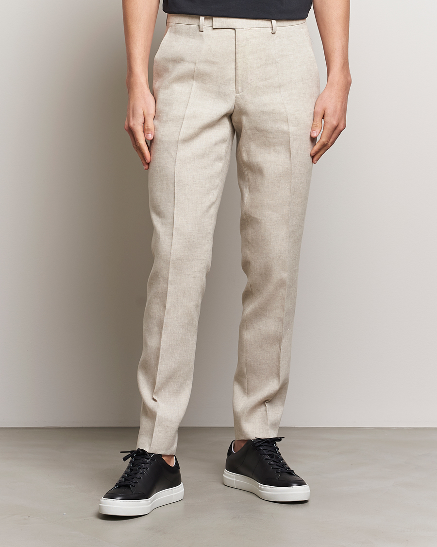 Herre | Habitbukser | J.Lindeberg | Grant Super Linen Trousers Moonbeam