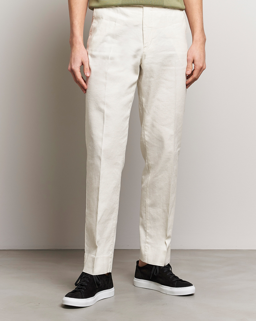 Herre | Bukser | J.Lindeberg | Lois Cotton/Linen Stretch Pants Cloud White