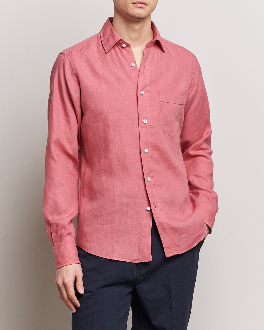 Herre | Tøj | Drake\'s | Linen Summer Shirt Pink