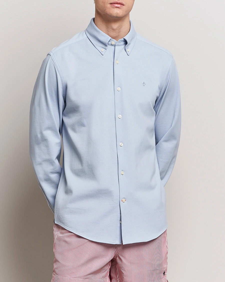 Herre | Poloskjorter | Morris | Eddie Slim Fit Pique Shirt Light Blue
