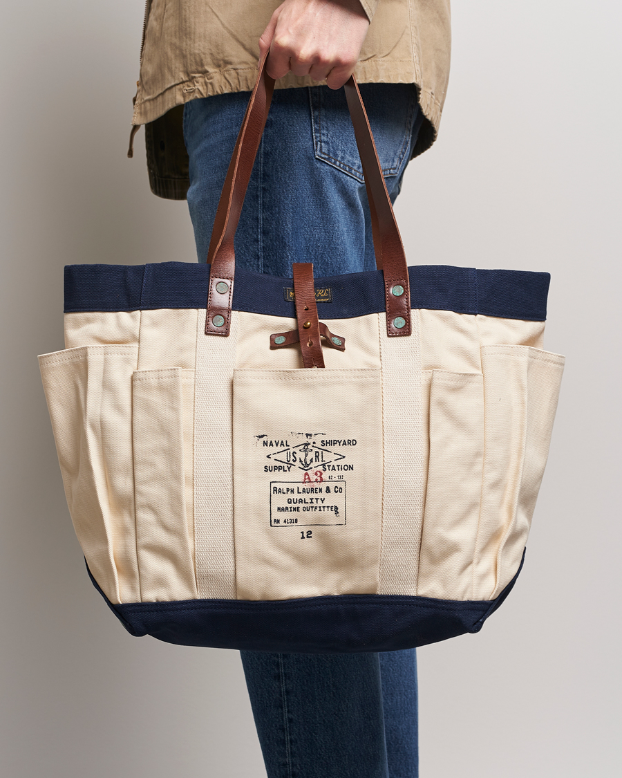 Herre | Tilbehør | Polo Ralph Lauren | Canvas Totebag Cream/Aviator Navy