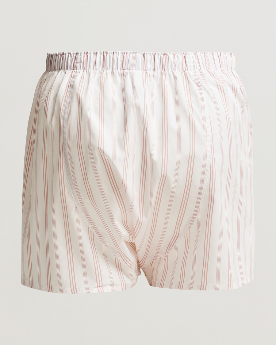 Herre |  | Sunspel | Woven Cotton Boxers Pale Pink Stripe