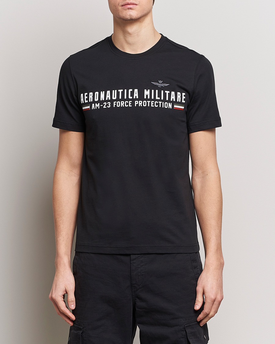 Herre | T-Shirts | Aeronautica Militare | Logo Crew Neck T-Shirt Jet Black