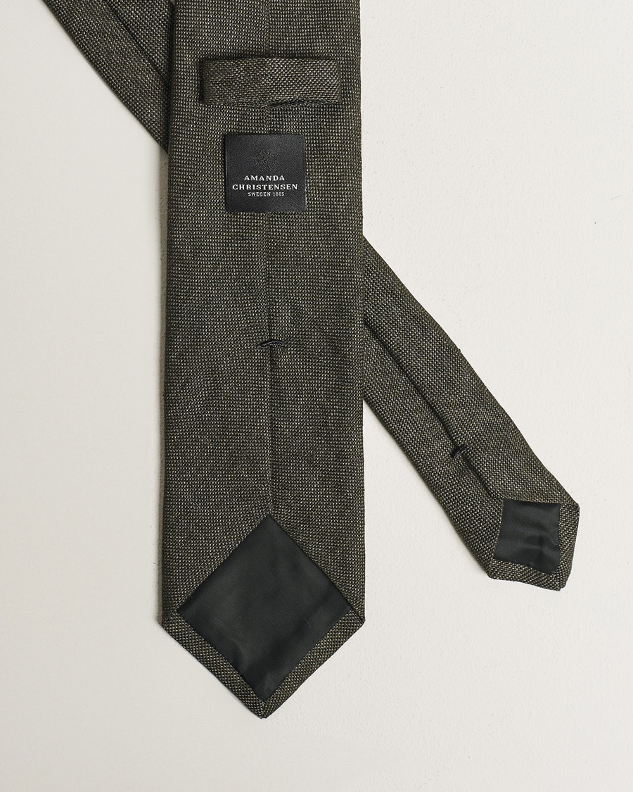 Herre | Slips | Amanda Christensen | Hopsack Linen 8cm Tie Dark Olive