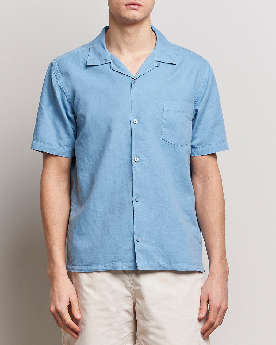 Herre | The linen lifestyle | Colorful Standard | Cotton/Linen Short Sleeve Shirt Seaside Blue