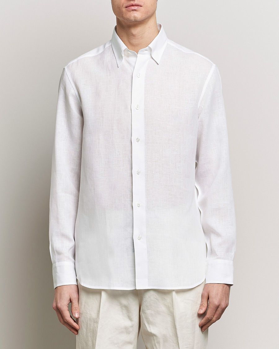 Herre | Luxury Brands | Brioni | Linen Sport Shirt White