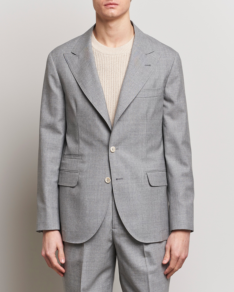 Herre | Uldblazer | Brunello Cucinelli | Peak Lapel Wool Blazer Light Grey