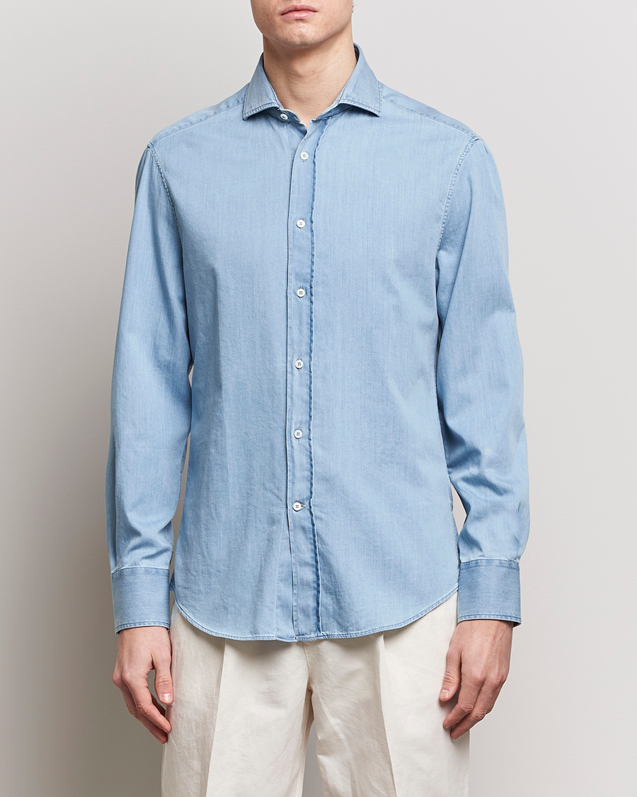 Herre | Denimskjorter | Brunello Cucinelli | Slim Fit Denim Shirt Light Blue