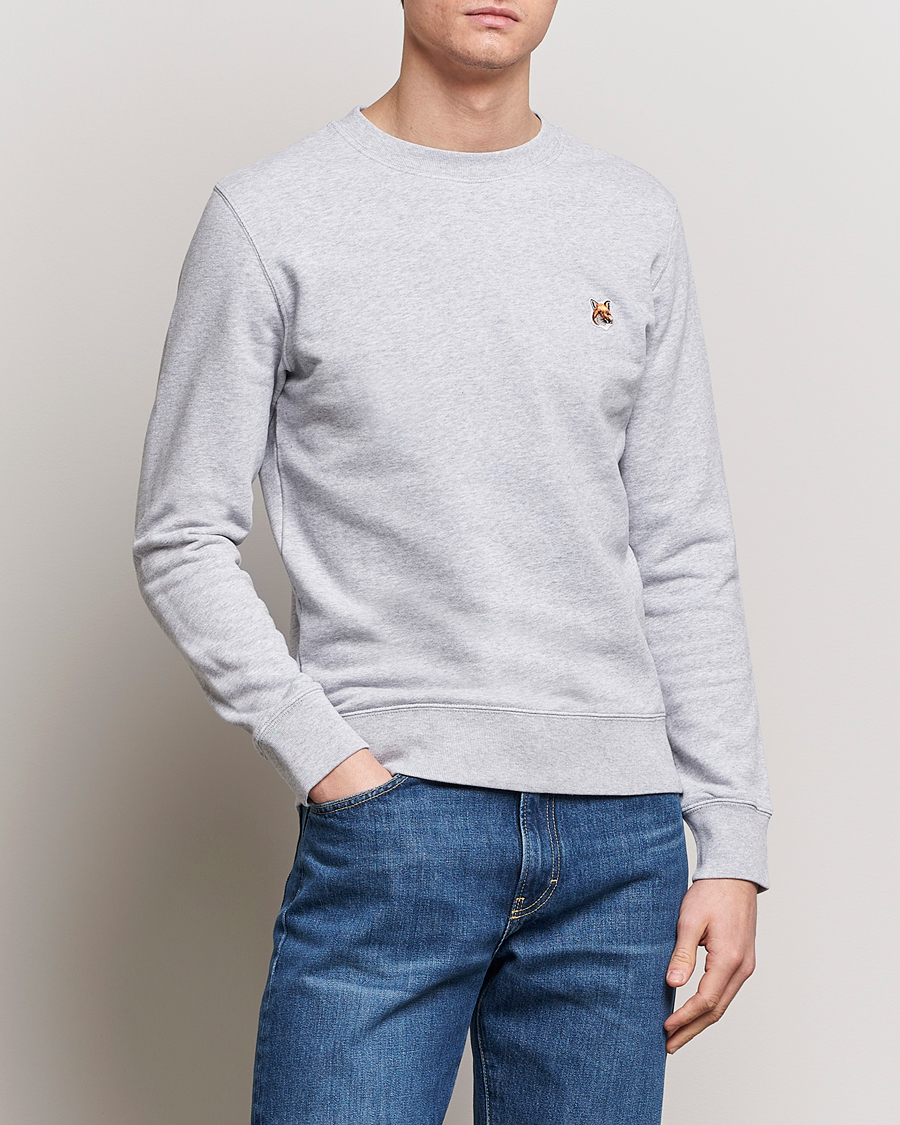 Herre | 30% udsalg | Maison Kitsuné | Fox Head Sweatshirt Light Grey Melange