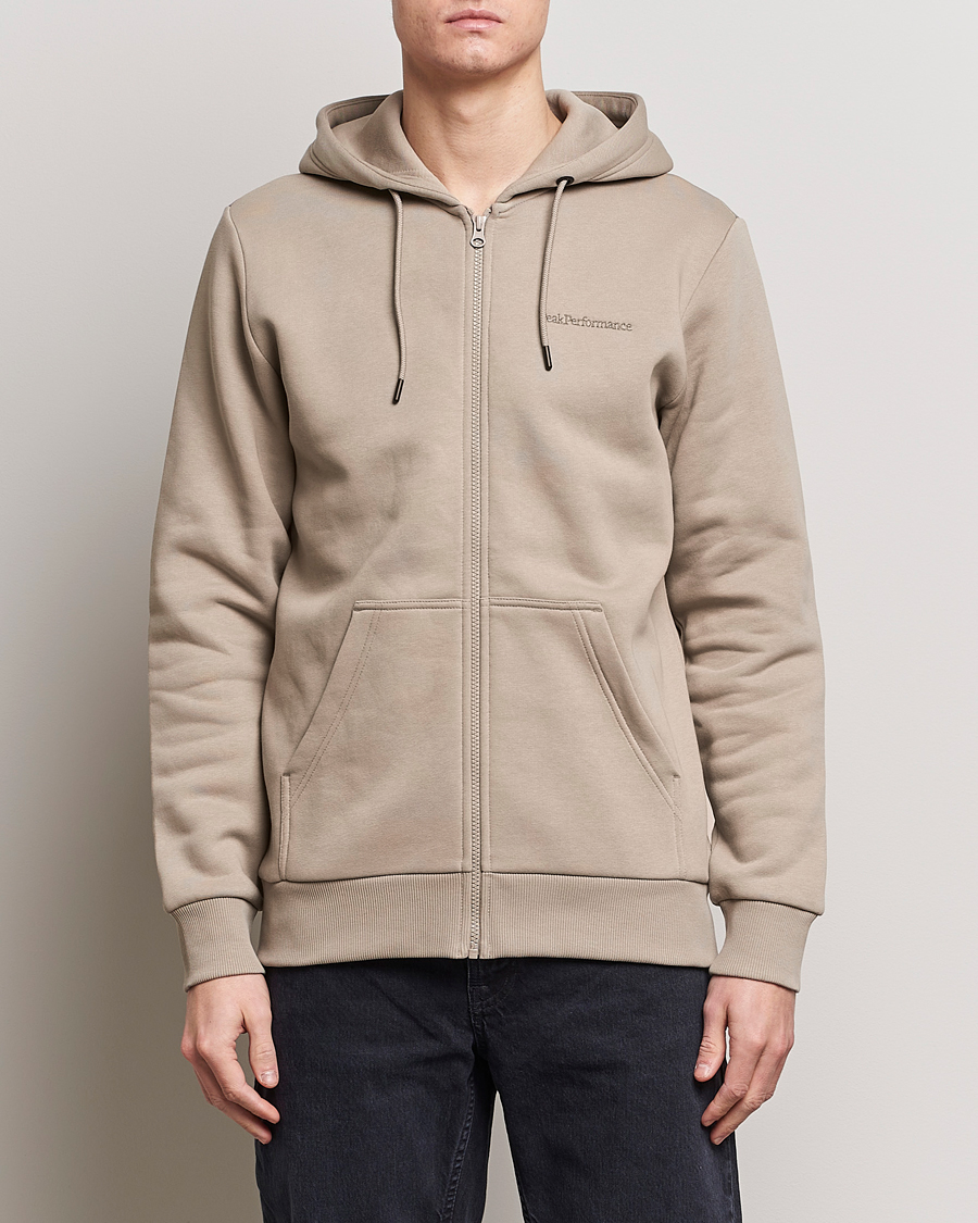 Herre | Tøj | Peak Performance | Original Logo Full Zip Hoodie Avid Beige