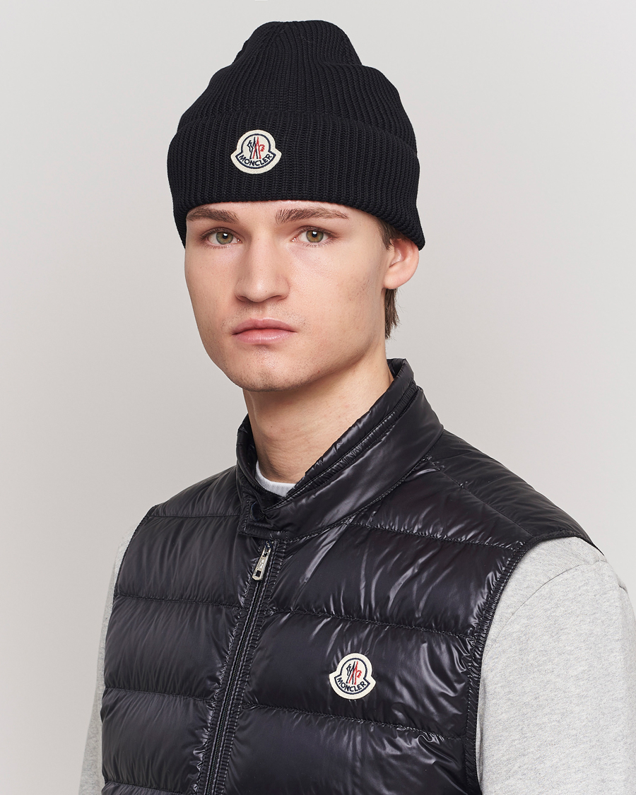 Herre | Moncler | Moncler | Ribbed Wool Beanie Black