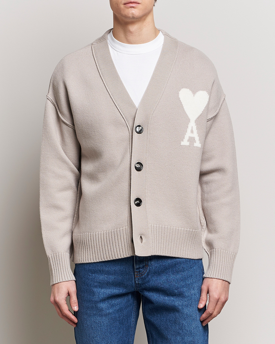 Herre | AMI | AMI | Big Heart Wool Cardigan Light Beige