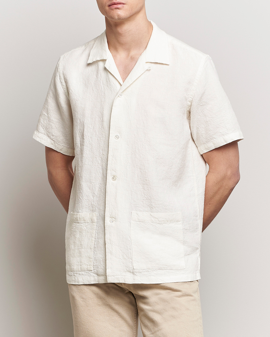 Herre | The linen lifestyle | Kamakura Shirts | Vintage Ivy Heavy Linen Beach Shirt White