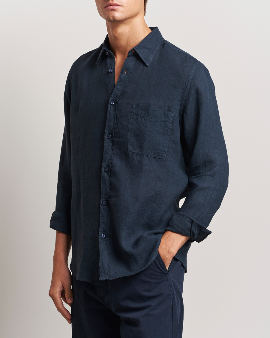 Herre |  | BOSS ORANGE | Relegant Linen Shirt Dark Blue