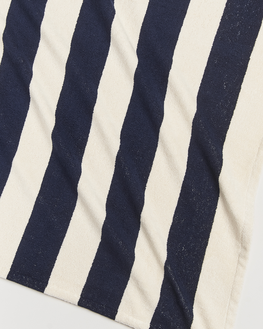 Herre |  | Tekla | Organic Terry Beach Towel Navy Stripes