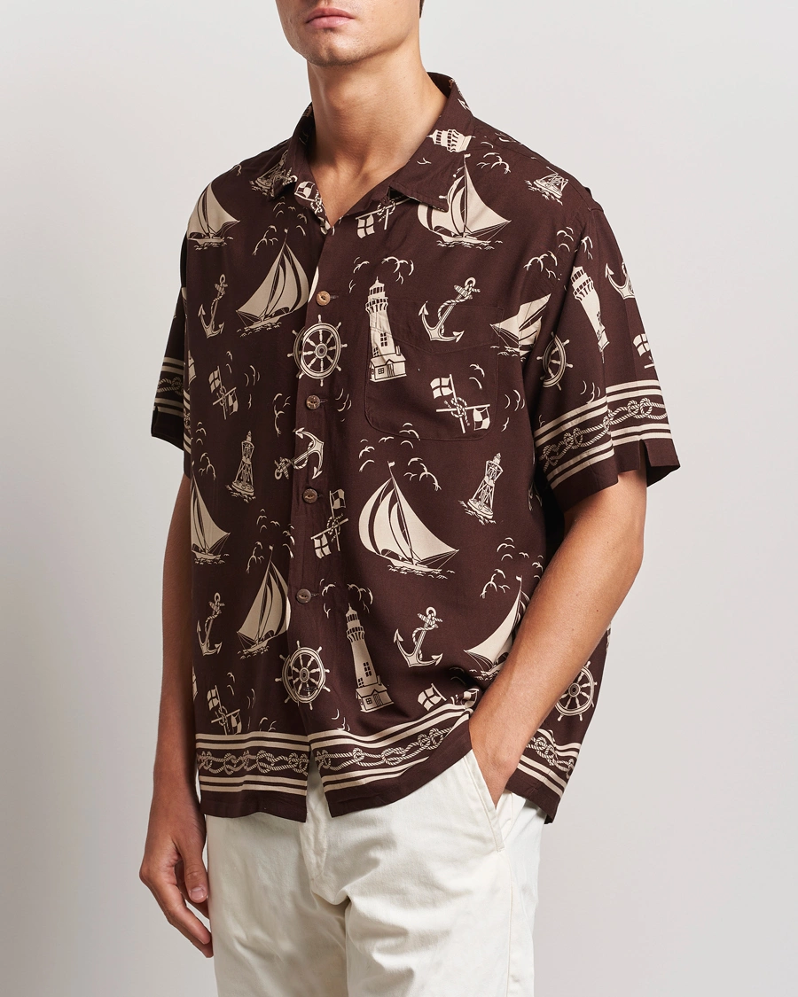 Herre |  | Polo Ralph Lauren | Printed Rayon Short Sleeve Shirt Captins Convo