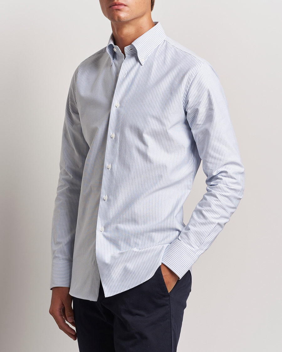 Herre |  | Grigio | Oxford Button Down Shirt Light Blue Stripe