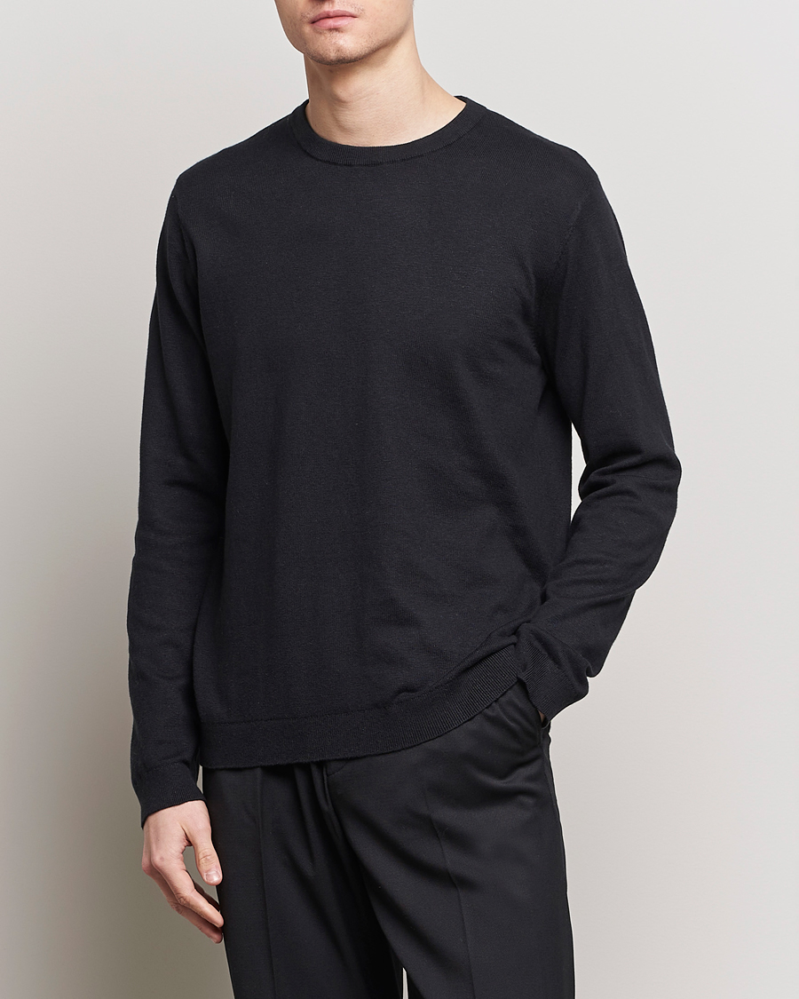 Herre | A Day's March | A Day\'s March | Alagon Cotton/Linen Crew Black