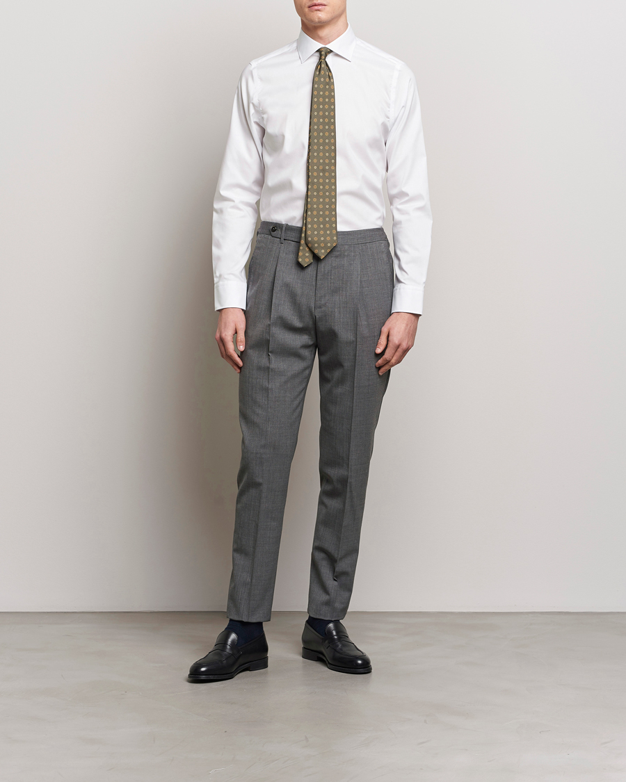 Herre | Business & Beyond | Oscar Jacobson | Slim Fit Cut Away Non Iron Twill Optical White