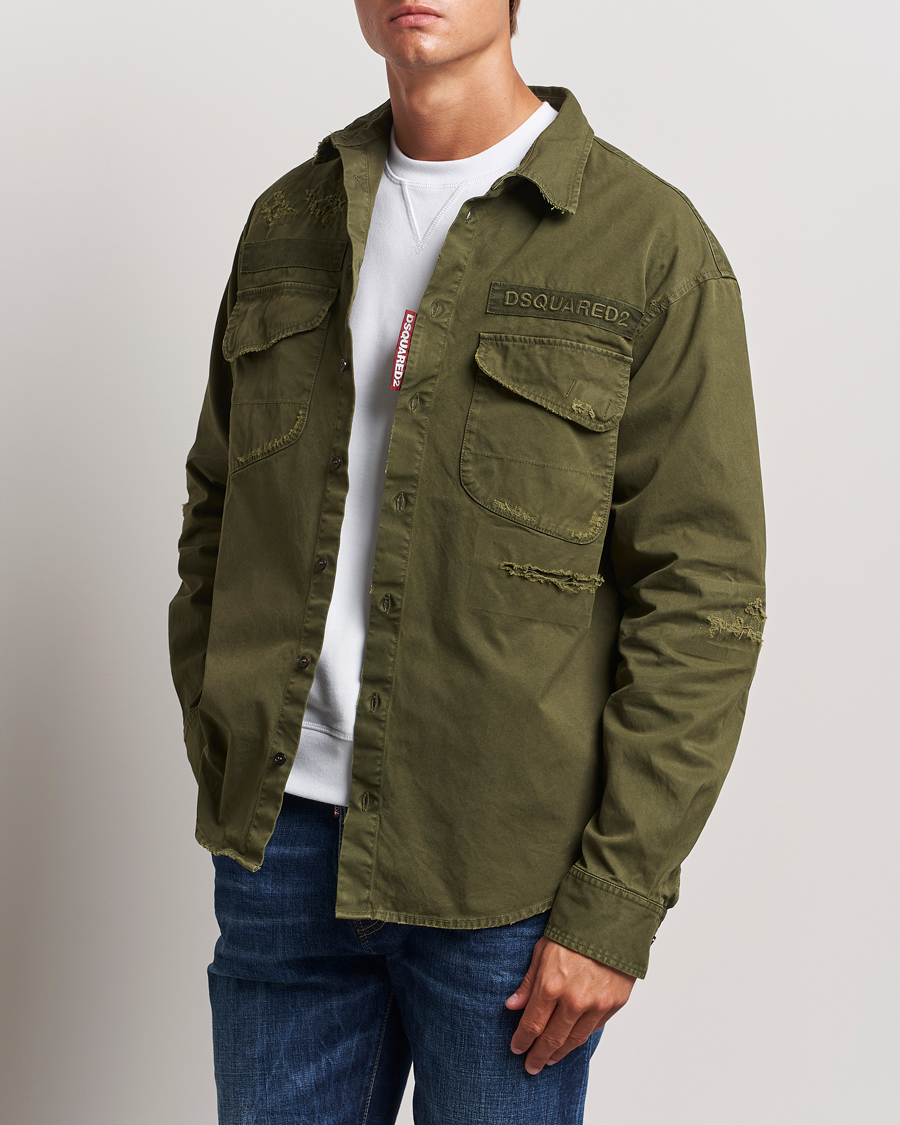 Herre | Shirt Jackets | Dsquared2 | Garment Dyed Ranger Shirt Army Green