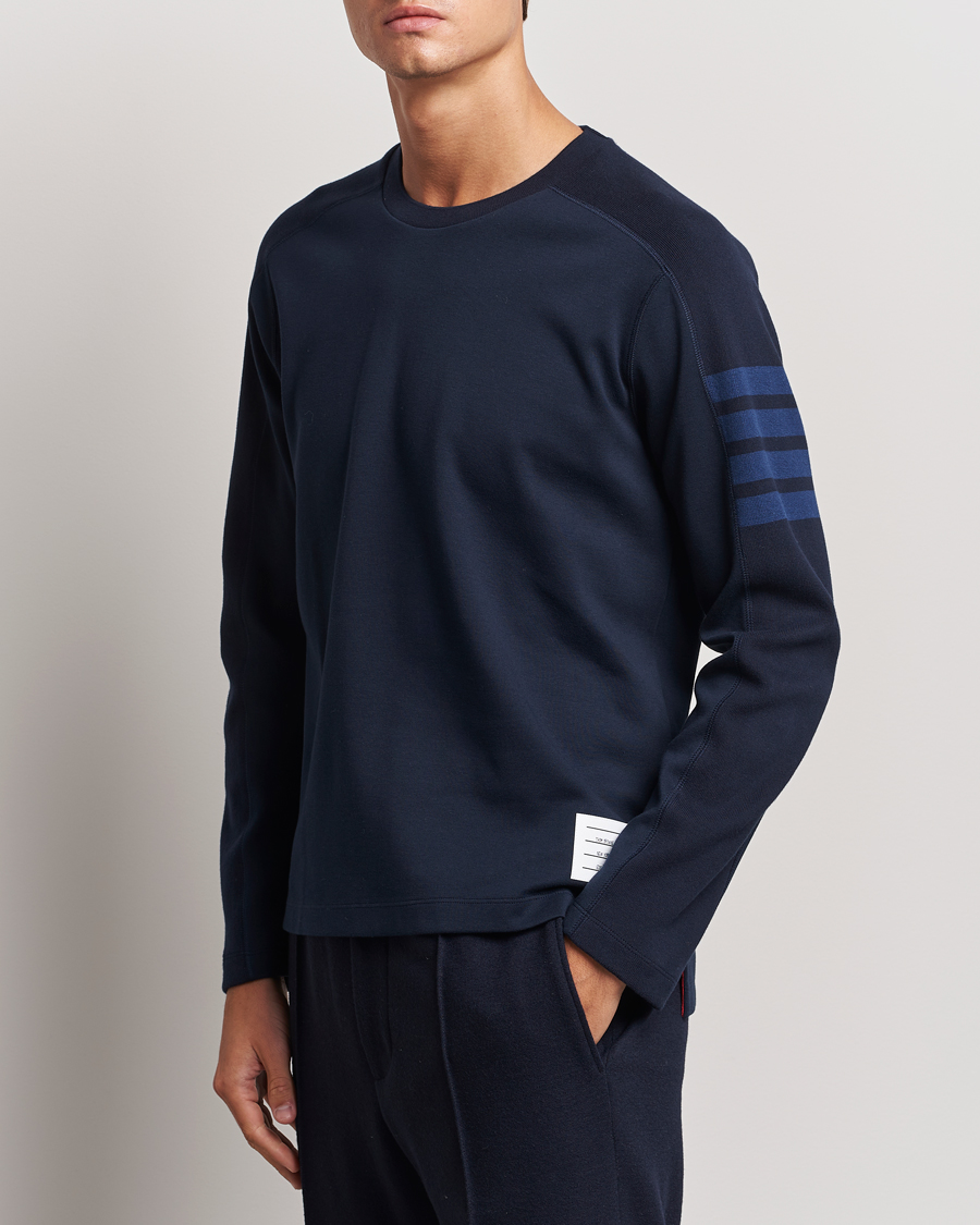 Herre | Thom Browne | Thom Browne | Long Sleeve 4-Bar T-Shirt Navy