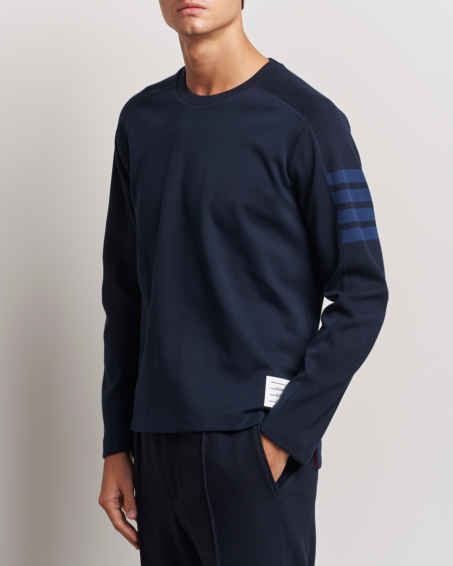 Herre | Langærmede t-shirts | Thom Browne | Long Sleeve 4-Bar T-Shirt Navy