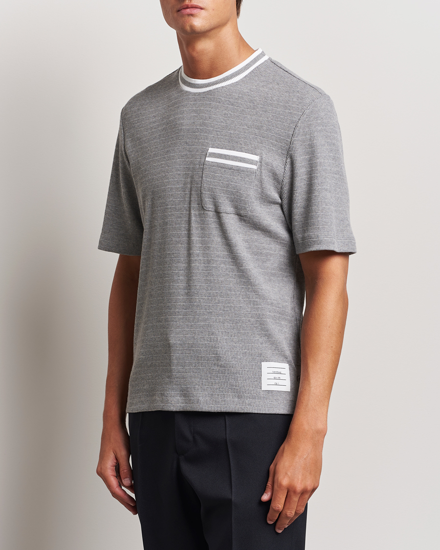 Herre |  | Thom Browne | Short Sleeve Contrast T-Shirt Light Grey