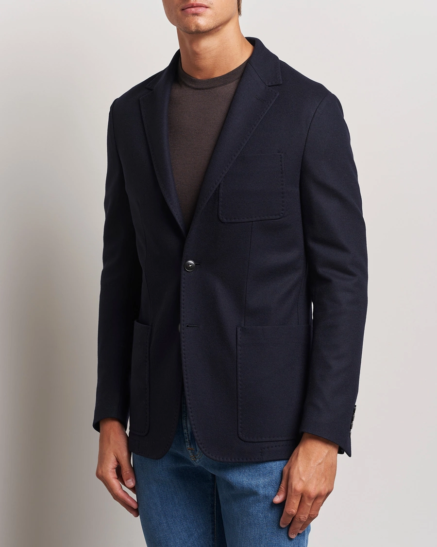 Herre |  | Canali | Soft Wool Jersey Blazer Navy