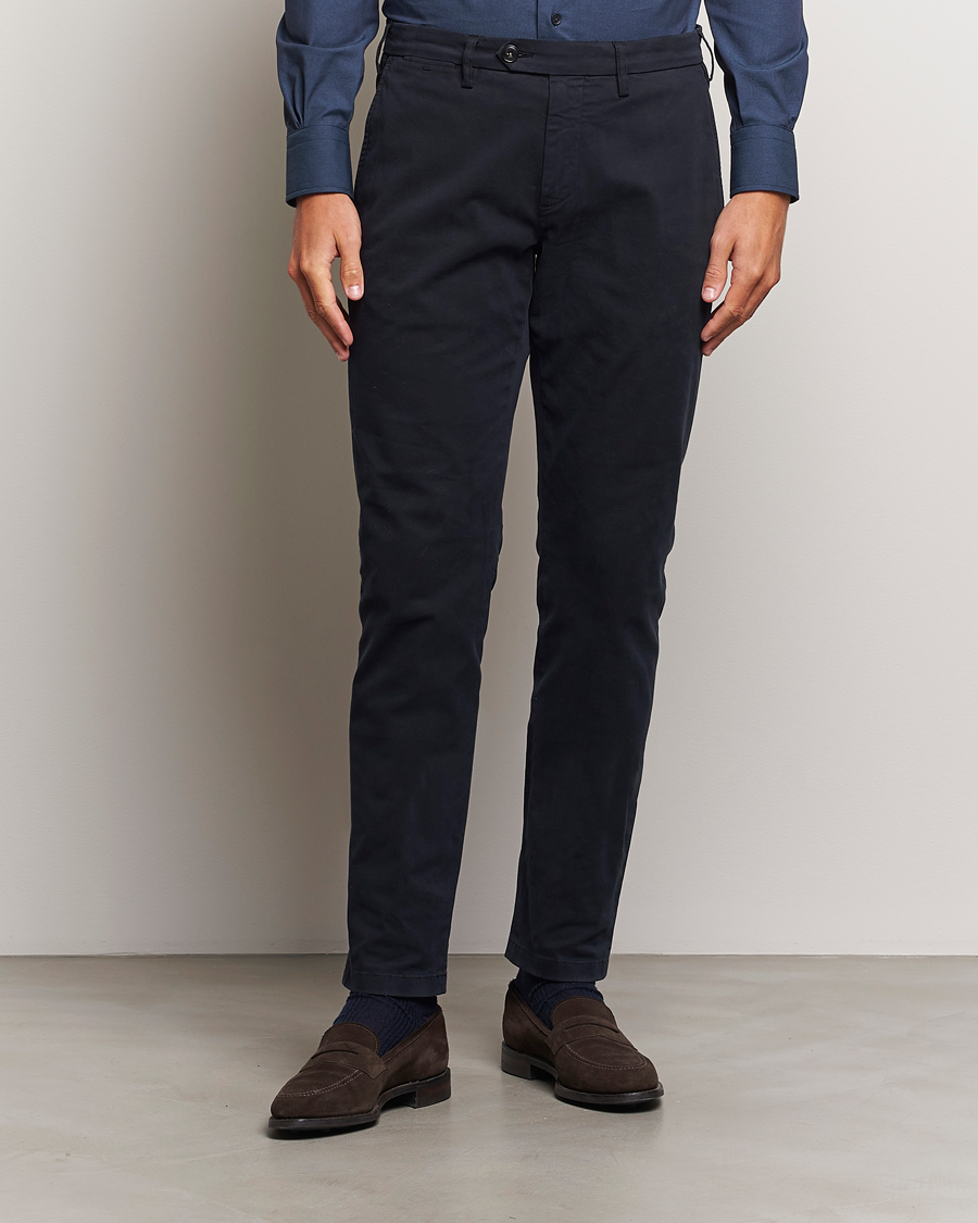 Herre |  | Canali | Slim Fit Cotton Stretch Trousers Navy