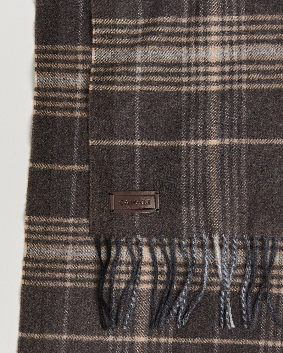 Herre |  | Canali | Check Wool Scarf Brown/Beige