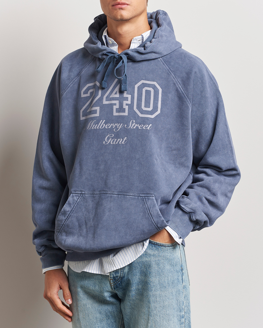 Herre |  | GANT 240 Mulberry Street | Vintage Washed Hoodie Dusty Blue Sea