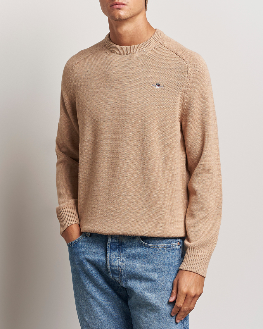 Herre |  | GANT | Casual Cotton Saddle C-neck Khaki Melange