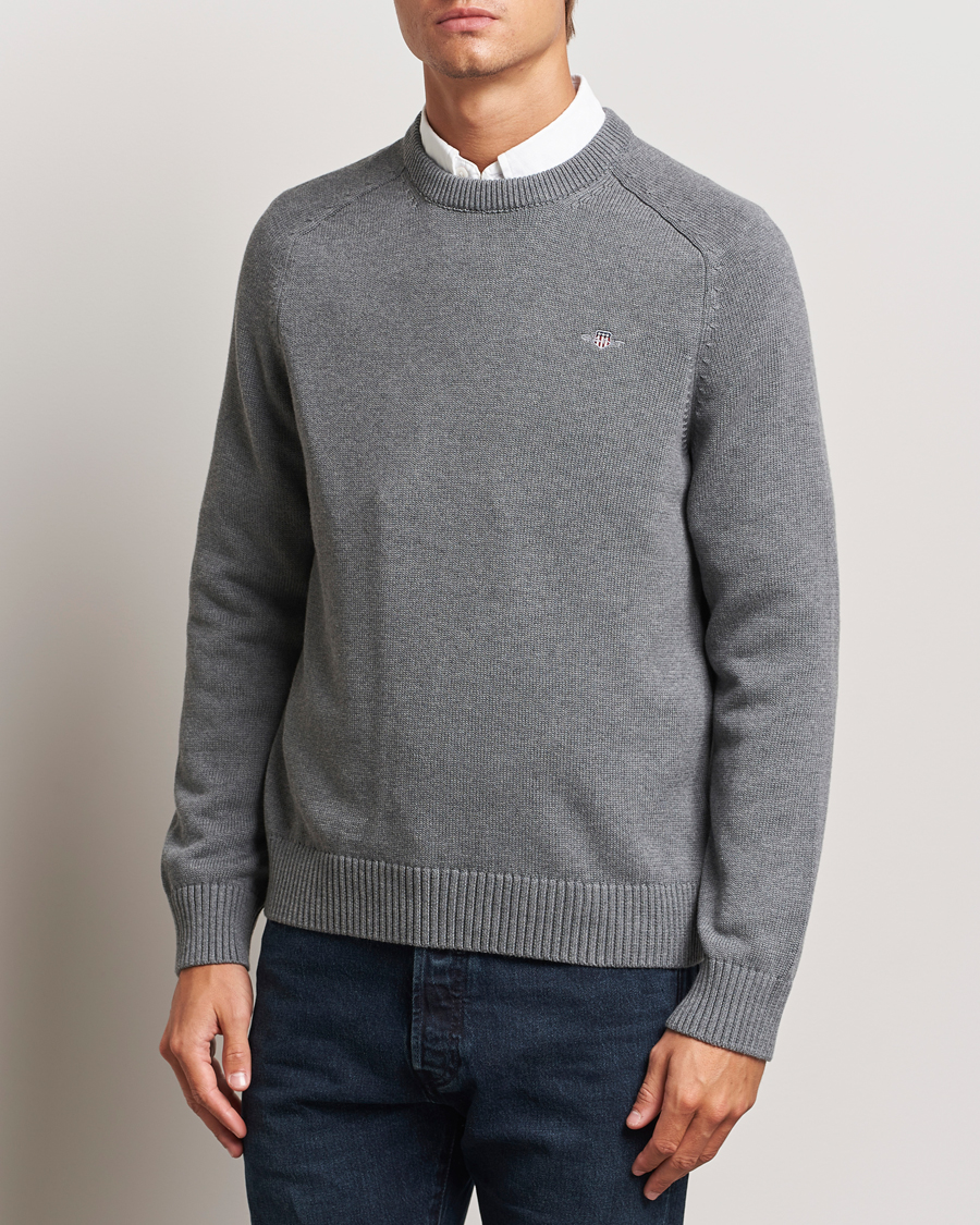 Herre |  | GANT | Casual Cotton Saddle C-neck Dark Grey Melange