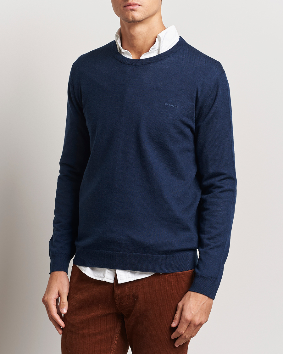 Herre |  | GANT | Extrafine Merino Wool C-Neck Marine