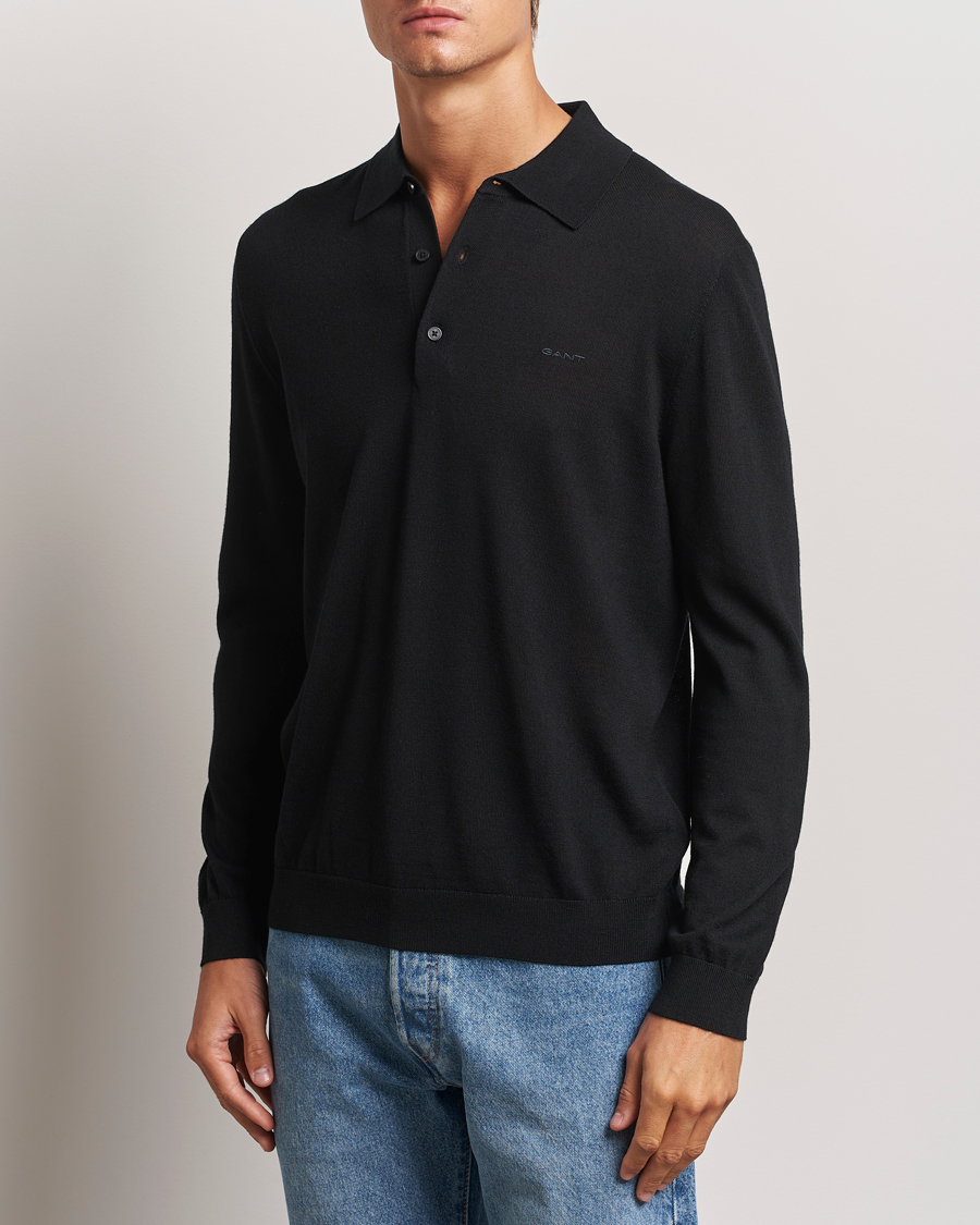 Herre |  | GANT | Extrafine Merino Wool Polo Black