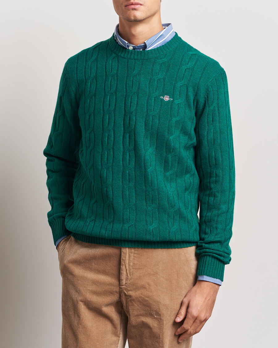 Herre |  | GANT | Lambswool Cable C-Neck Deep Forest Green