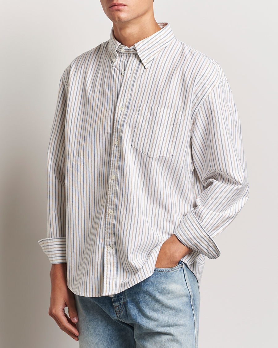 Herre | GANT | GANT | Rel Herigate Oxford Stripe Shirt Eggshell