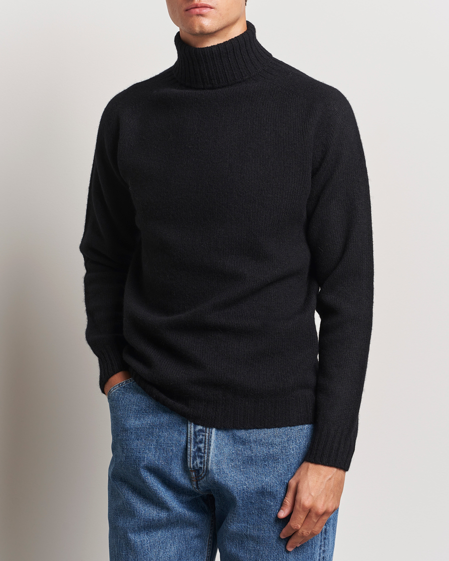 Herre | Tøj | Harley Of Scotland | Supersoft Lambswool Rollneck Black