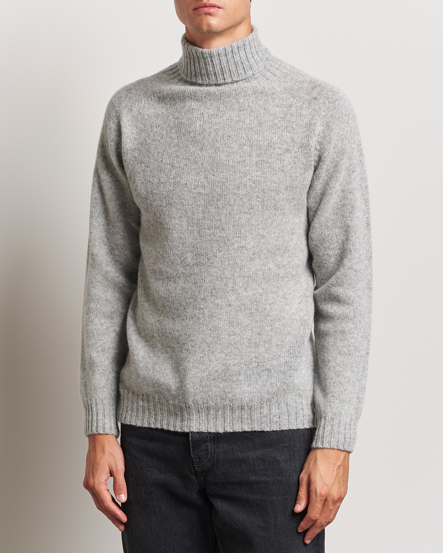 Herre | Harley Of Scotland | Harley Of Scotland | Supersoft Lambswool Rollneck Silver Grey