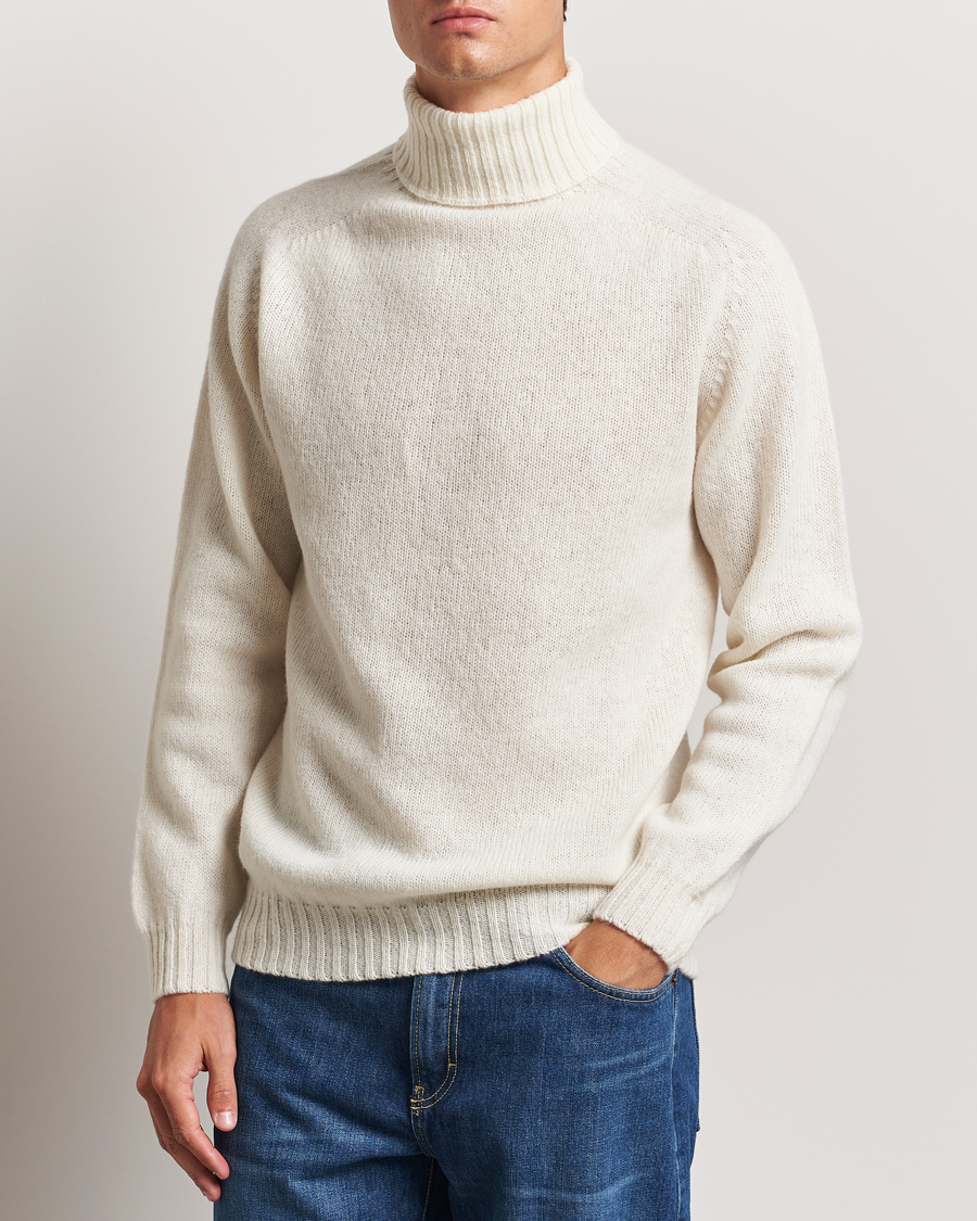 Herre | Trøjer | Harley Of Scotland | Supersoft Lambswool Rollneck Winter White