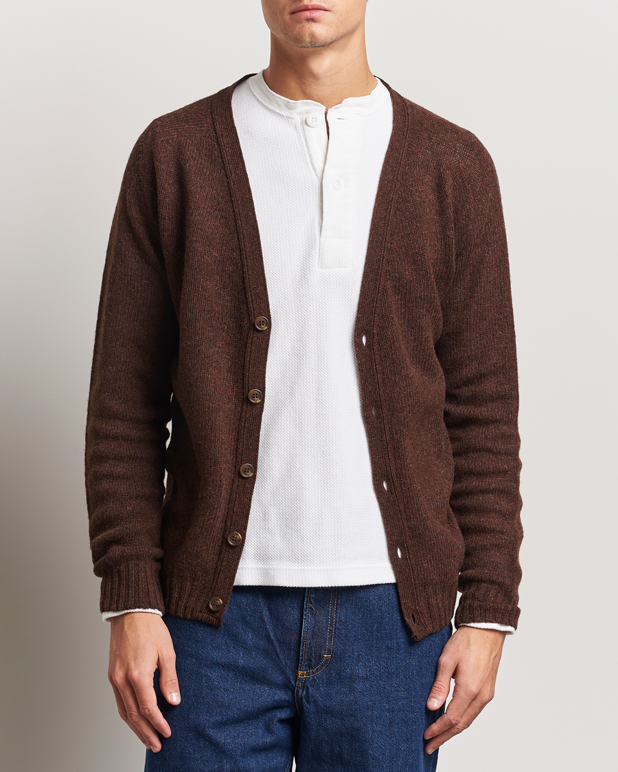 Herre |  | Harley Of Scotland | Supersoft Lambswool Cardigan Coffee