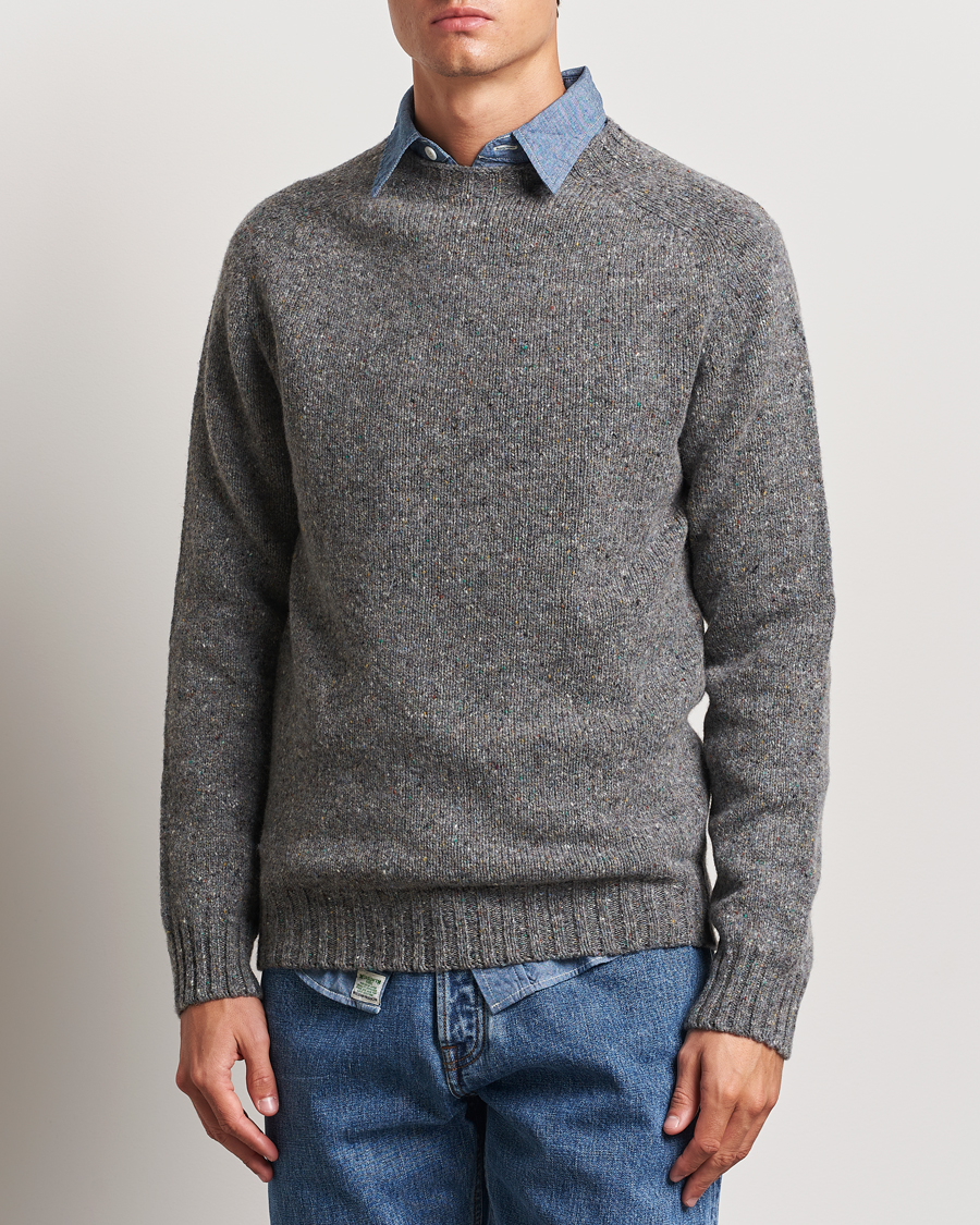 Herre | Strikkede trøjer | Harley Of Scotland | Donegal Wool Crewneck Grey