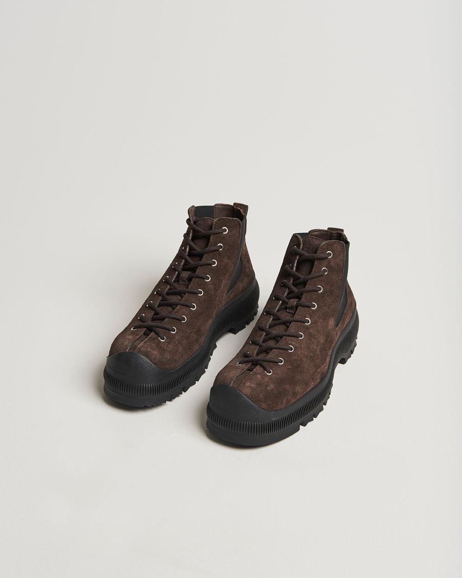 Herre | Snørestøvler | Jil Sander | Suede Ankle Boots Dark Brown